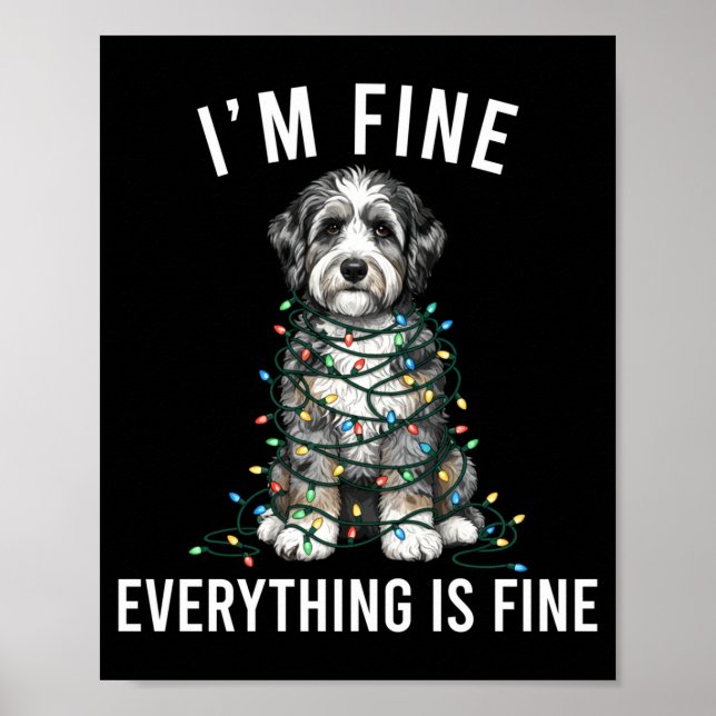 Póster Aussiedoodle Christmas I'm Fine Everything Is Fine (Frente)