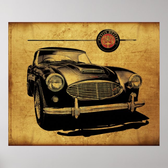 Póster Austin Healey 3000 Black (Frente)