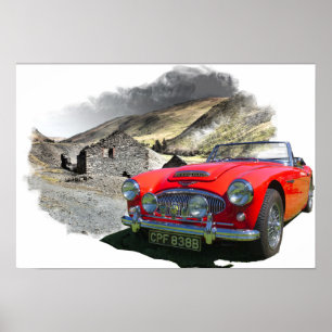 Póster Austin Healey 3000 en las montañas galesas