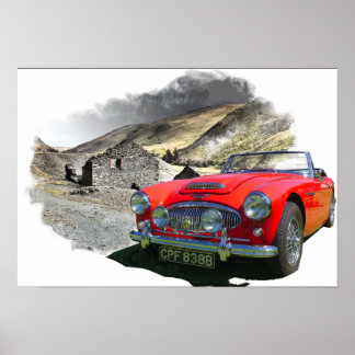 Póster Austin Healey 3000 en las montañas galesas
