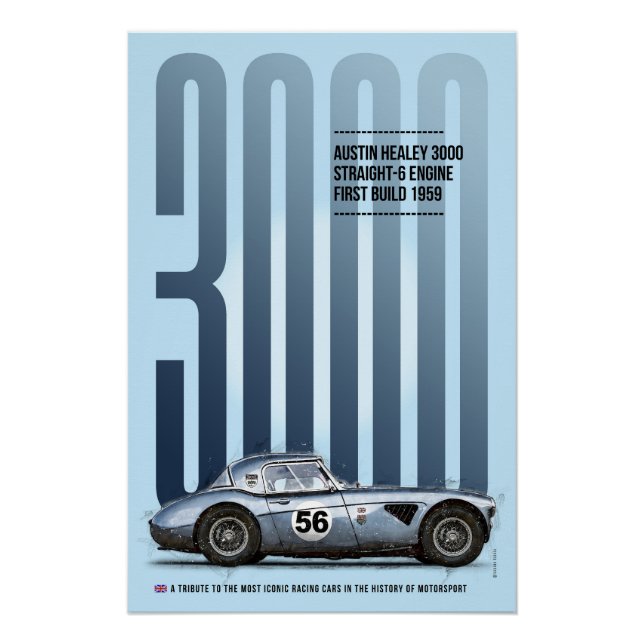 Póster Austin Healey 3000 Tribute (Anverso)