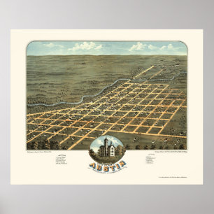 Póster Austin, mapa panorámico del manganeso - 1870