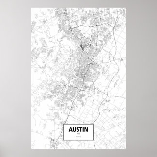 Póster Austin, Texas (black on white)