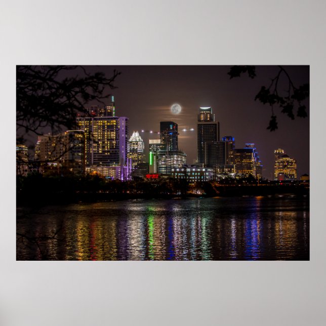 Póster Austin, Texas Full Moon v2 (Frente)