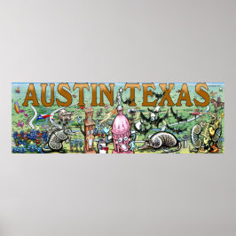 Póster Austin Texas Fun Art