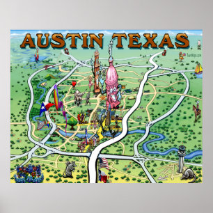 Póster Austin Texas Fun Poster