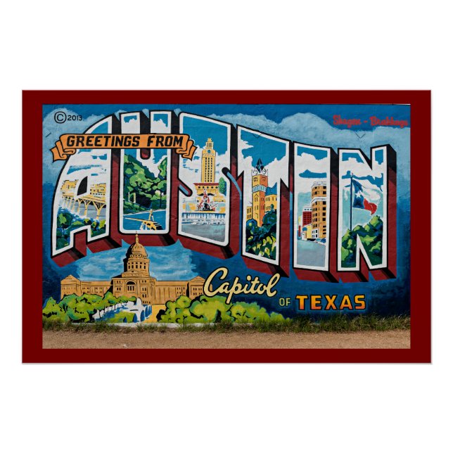 Póster Austin, Texas Greetings (Anverso)