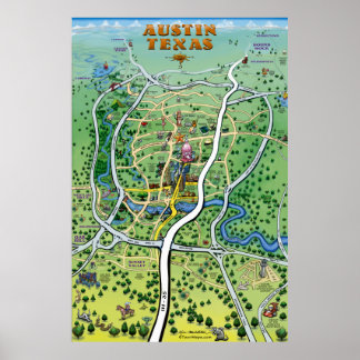 Póster Austin Texas Personalizado Map Poster