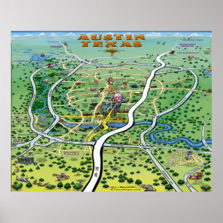 Póster Austin Texas Personalizado Map Poster