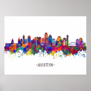 Póster Austin Texas Skyline