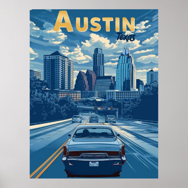 Póster Austin - Viajes de época (Frente)