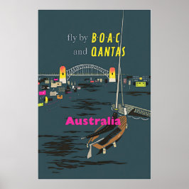 Póster Australia Art Australian Travel Print BOAC and Qan