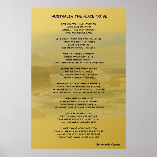 Póster Australia: El lugar para ser Poster (Frente)
