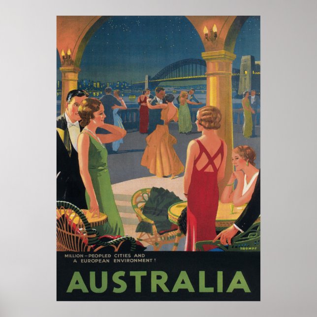 Póster Australia, Fiesta de danza, Poster de viajes de vi (Frente)
