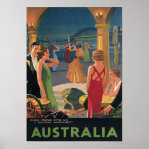 Póster Australia, Fiesta de danza, Poster de Viajes Vinta