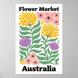 Póster Australia Flower Market Golden Wattle Pink Blossom