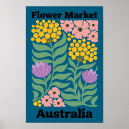 Póster Australia Flower Market Golden Wattle Pink Blossom