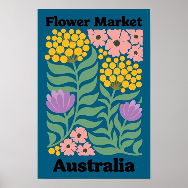 Póster Australia Flower Market Golden Wattle Pink Blossom (Frente)