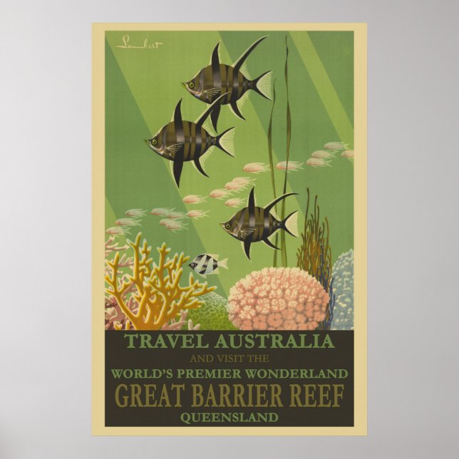 Póster Australia Gran Barrera de Arrecifes Viaje de Vinta (Frente)