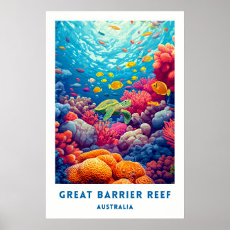 Póster Australia Great Barrier Reef Travel Poster