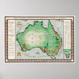 Póster Australia Map Vintage