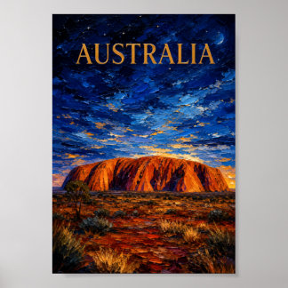 Póster Australia: Mystic Night Uluru Art Souvenir
