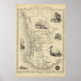 Póster Australia Occidental, río Swan