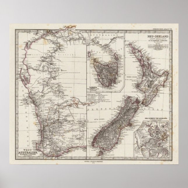 Póster Australia Occidental Tasmania y Nueva Zelanda (Frente)