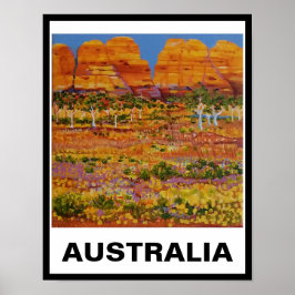 Póster Australia Outback con árboles y flores silvestres
