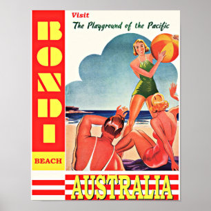 Póster Australia-Patio de juegos del Pacífico, Bondi Beac
