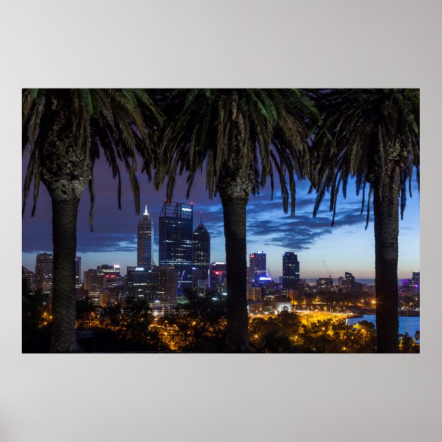 Póster Australia, Perth, paisaje urbano de la ciudad desd (Frente)