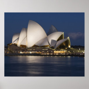Póster Australia, Sydney. Casa de la Ópera por la noche e