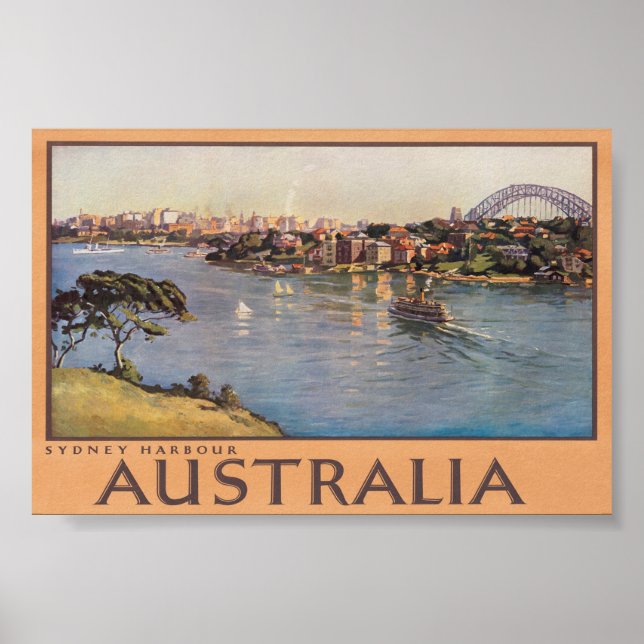 Póster Australia Sydney Harbour Bridge Vintage Travel (Frente)