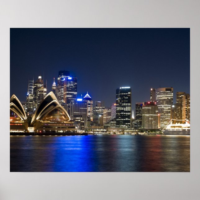 Póster Australia, Sydney. Perfil urbano con Casa de la Óp (Frente)