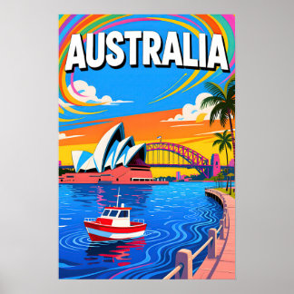 Póster Australia Travel   Pop Art