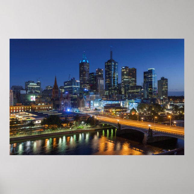 Póster Australia, Victoria, Melbourne, skyline with (Frente)