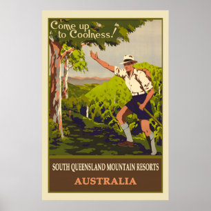 Póster Australia Vintage Mountain Travel