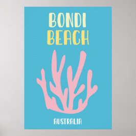 Póster Australian Beach Poster - Mid-Century Modern Coast
