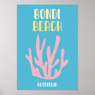 Póster Australian Beach Poster - Mid-Century Modern Coast