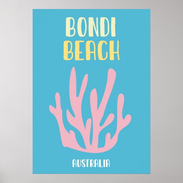 Póster Australian Beach Poster - Mid-Century Modern Coast (Frente)