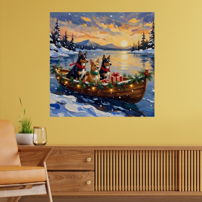 Póster Australian Kelpie Christmas Boat Holiday (Salón 2)