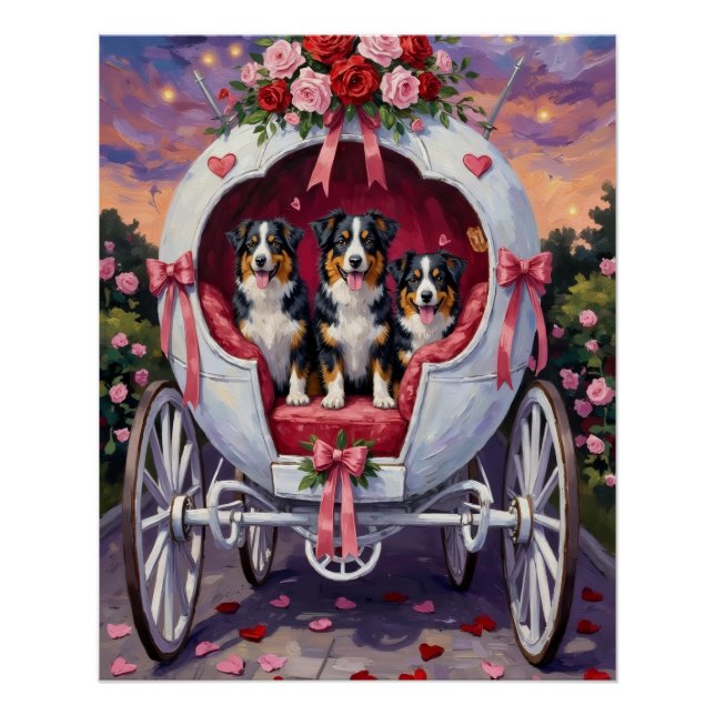 Póster Australian Shepherd Dog Valentine's Day  (Anverso)