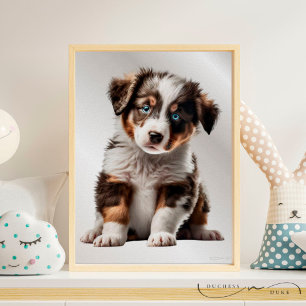 Póster Australian Shepherd Puppy Dog Graphic Nursery Art