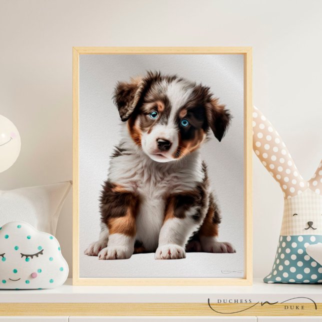 Póster Australian Shepherd Puppy Dog Graphic Nursery Art (Subido por el creador)