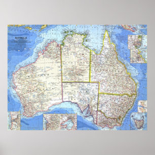 Póster " Australiana: 1963/heute - Detaillierte Karte ...
