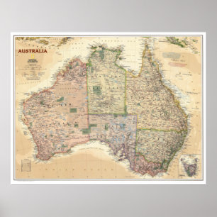 Póster "Australiano: 2009/heute - Landkarte estilo retro