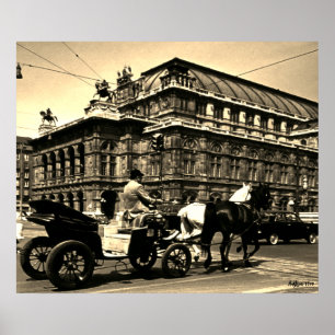 Póster Austria Antigua Viena Fiaker Staatsoper ópera