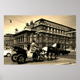 Póster Austria Antigua Viena Fiaker Staatsoper ópera
