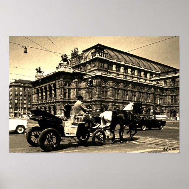 Póster Austria Antigua Viena Fiaker Staatsoper ópera (Frente)
