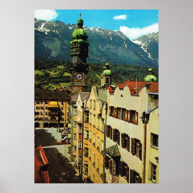 Póster Austria, Innsbruck, Tyrol, Golden roof , old city (Frente)